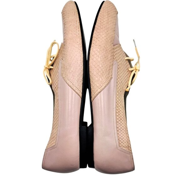 Vintage Blush Pink Shoes Womens Sz 40 8.5 Leather & Snakeskin Lace-Up Loafers by - Picture 5 of 14